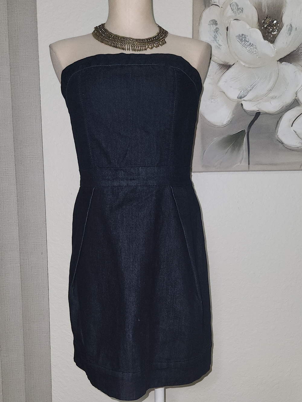 Boom Boom Jeans Strapless Dark Navy Denim Mini Dress